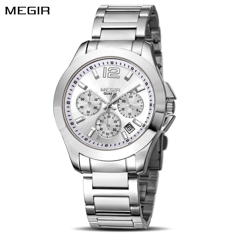 MEGIR Fashion Mens Watches for Men Top Brand Luxury Luminous Clock Steel Quartz Business Wristwatch Calendar Reloj Hombre 5006G-0