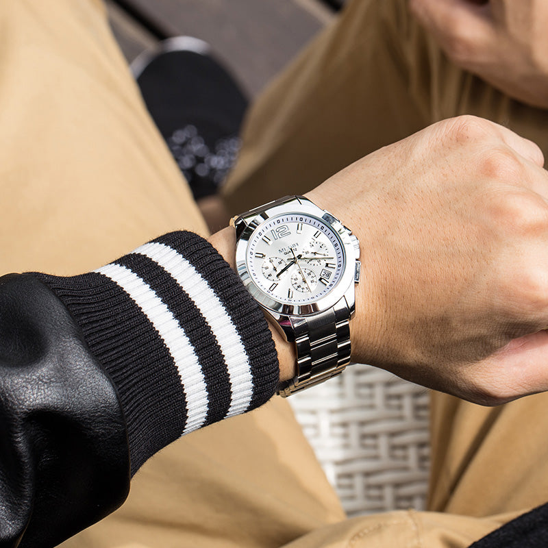 MEGIR Fashion Mens Watches for Men Top Brand Luxury Luminous Clock Steel Quartz Business Wristwatch Calendar Reloj Hombre 5006G-2