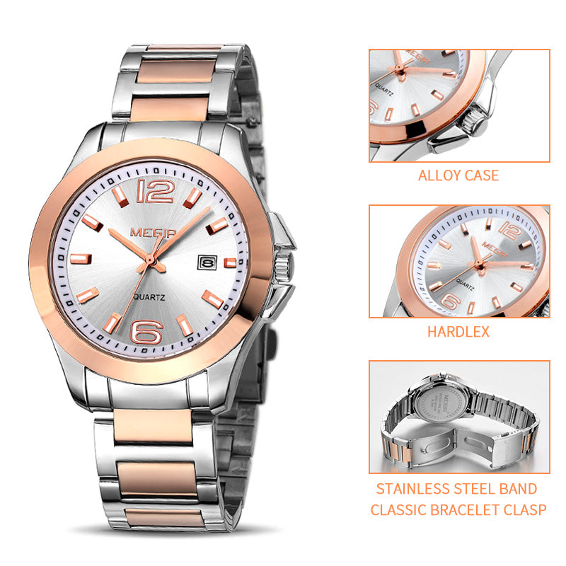 MEGIR Fashion Mens Watches for Men Top Brand Luxury Luminous Clock Steel Quartz Business Wristwatch Calendar Reloj Hombre 5006G-3