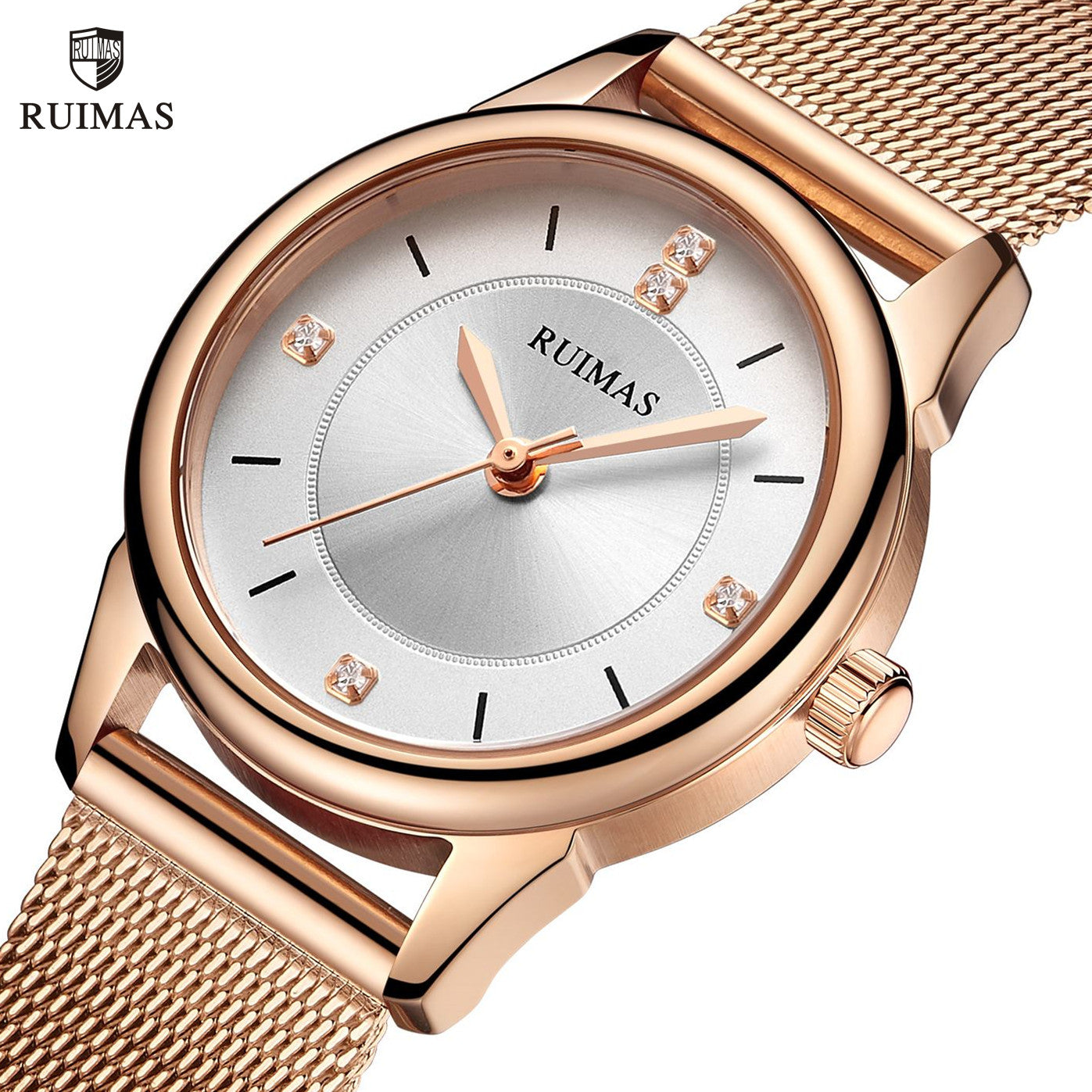 RUIMAS Women Watches Luxury Fashion Female Quartz Watch Steel Mesh Ladies Wristwatch Elegant Dress Clock Relogio Feminino 6779-0
