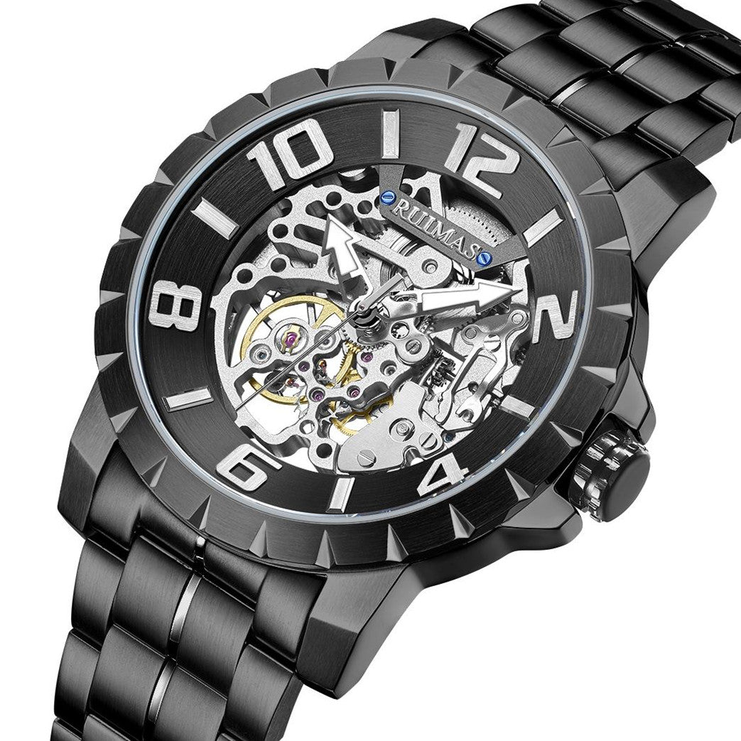 RUIMAS Men Mechanical Watch Luxury Automatic Stainless Steel Bracelet Wristwatches 5ATM Waterproof Clock Relogio Masculino 6784-11