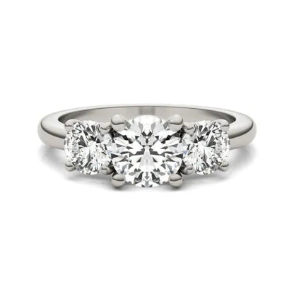 3 CTW AGI Certified Lab Grown Diamond (G-VS) Three Stone Engagement Ring in of 14K Gold-3