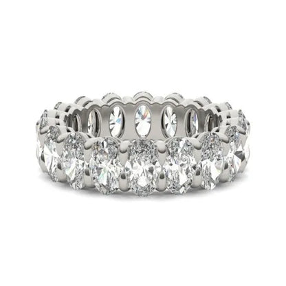 4 CTW Oval Lab Grown Diamond Couture Classic Eternity Ring 14K White Gold (G-VS)-3