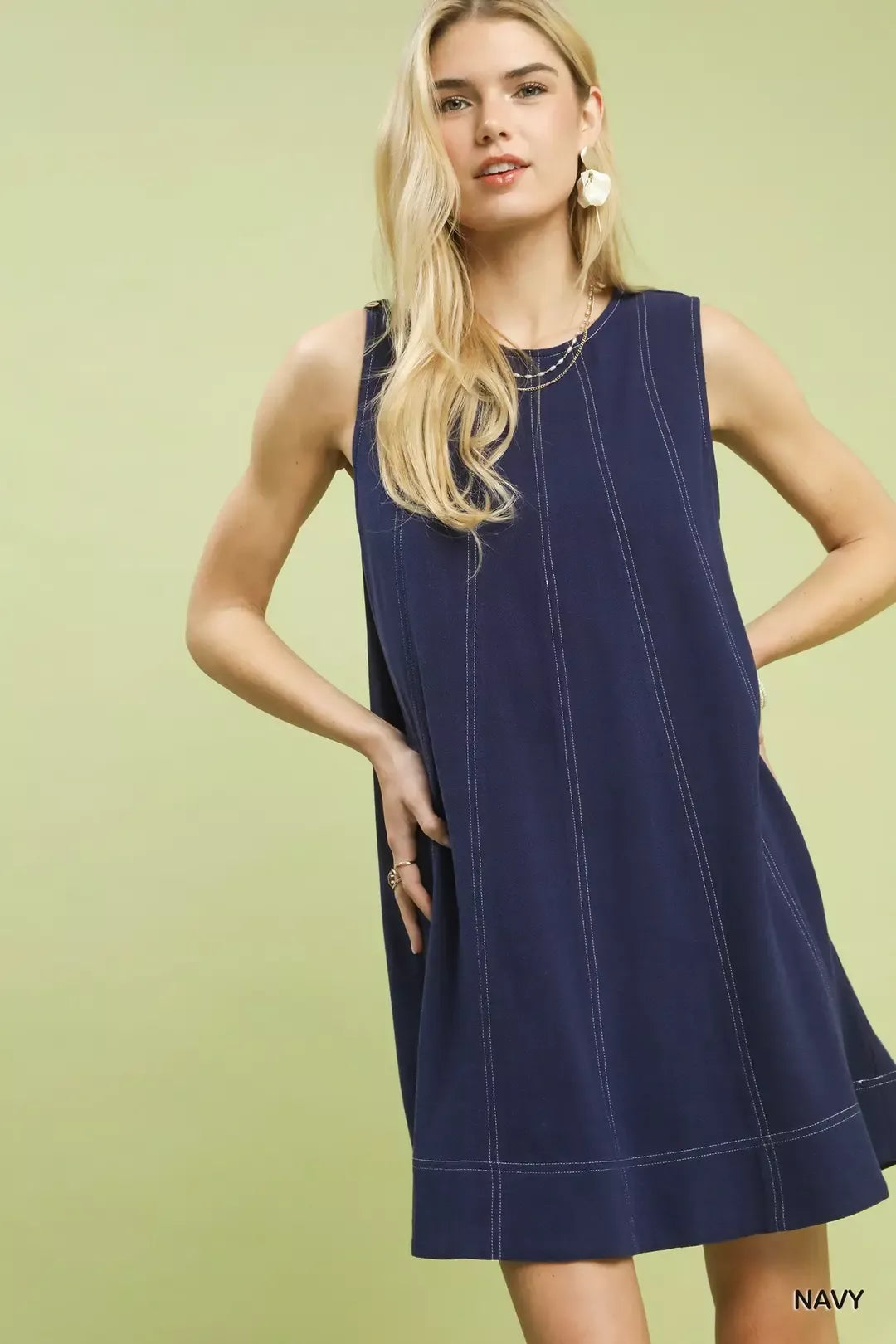 Umgee Linen Sleeveless Swing Dress-1