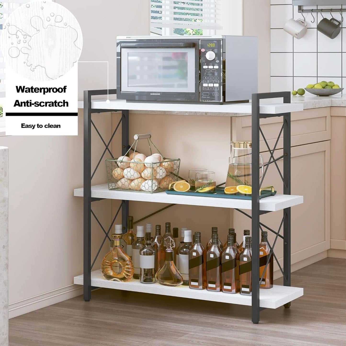 Industrial Three Tier Open Bookcase With Metal Frame Sturdy-4