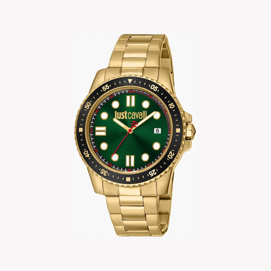 Just Cavalli Men's Gold Stainless Steel Watch, Green Dial | Jc1g246m0265-0