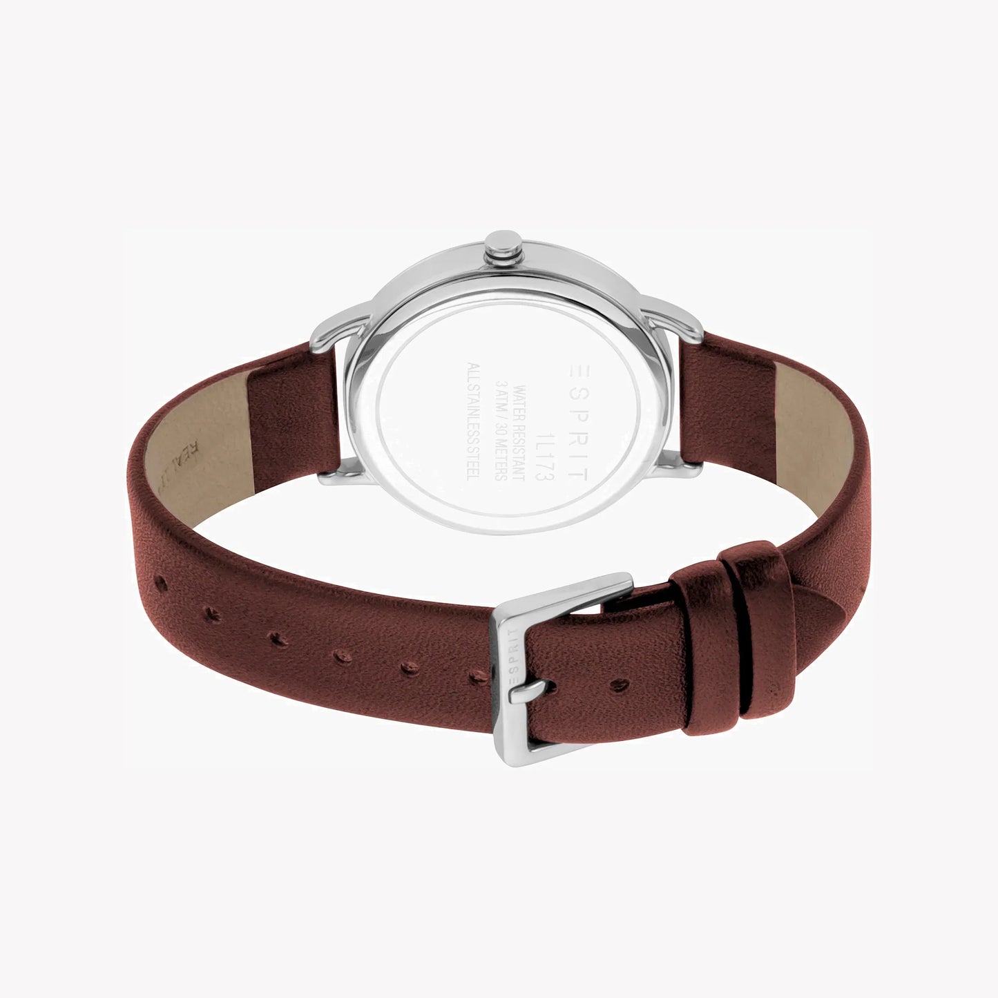 Esprit Women's Brown Leather Watch, Silver Dial | Es1l168m0025-2