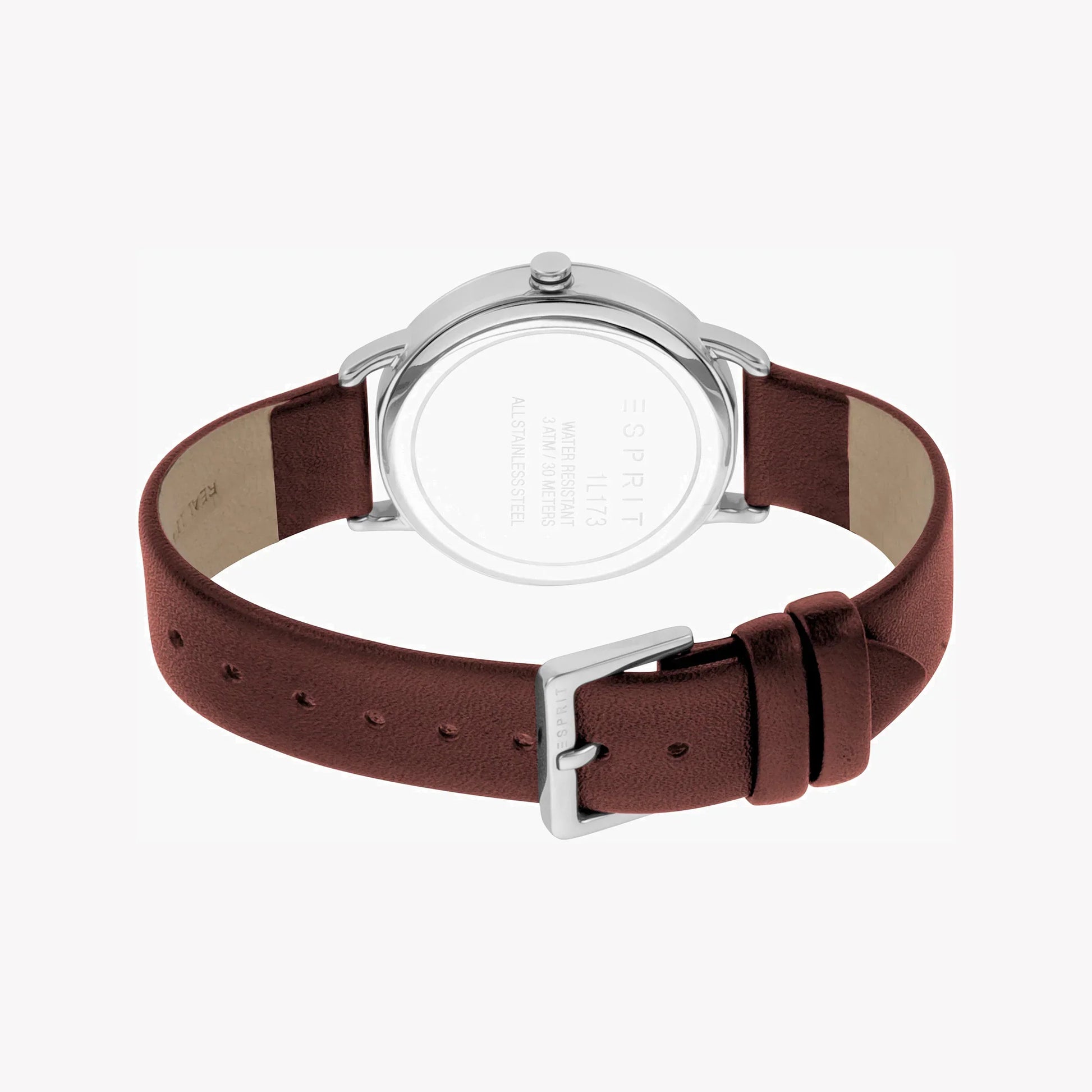 Esprit Women's Brown Leather Watch, Silver Dial | Es1l168m0025-2