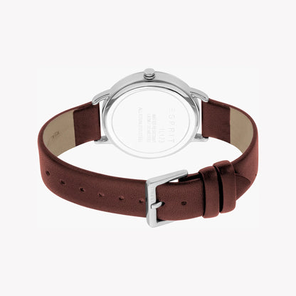 Esprit Women's Brown Leather Watch, Silver Dial | Es1l168m0025-2
