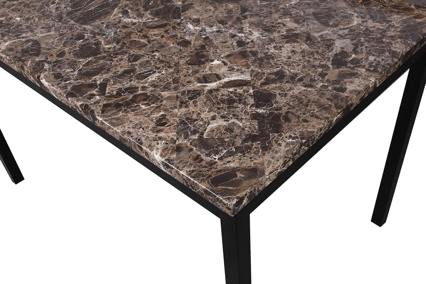 Black Metal Dining Table With Laminated Faux Marble Top-2