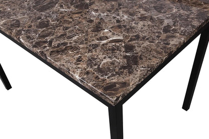 Black Metal Dining Table With Laminated Faux Marble Top-2