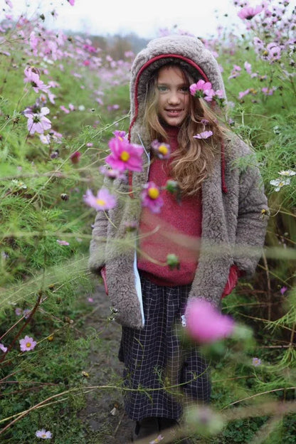 Baby/Kid Jacket in Teddy Wool - Melange Brown-4