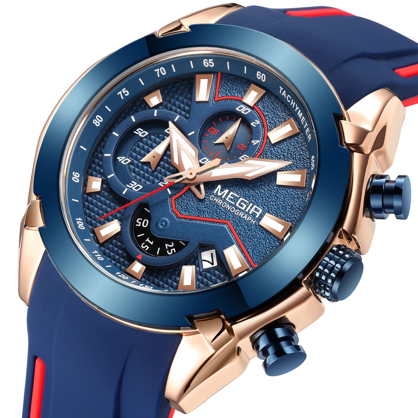 MEGIR Fashion Men's Watches Silicone Military Sport Watch Waterproof Date Chronograph Clock Wristwatch Relogio Masculino 2065-6