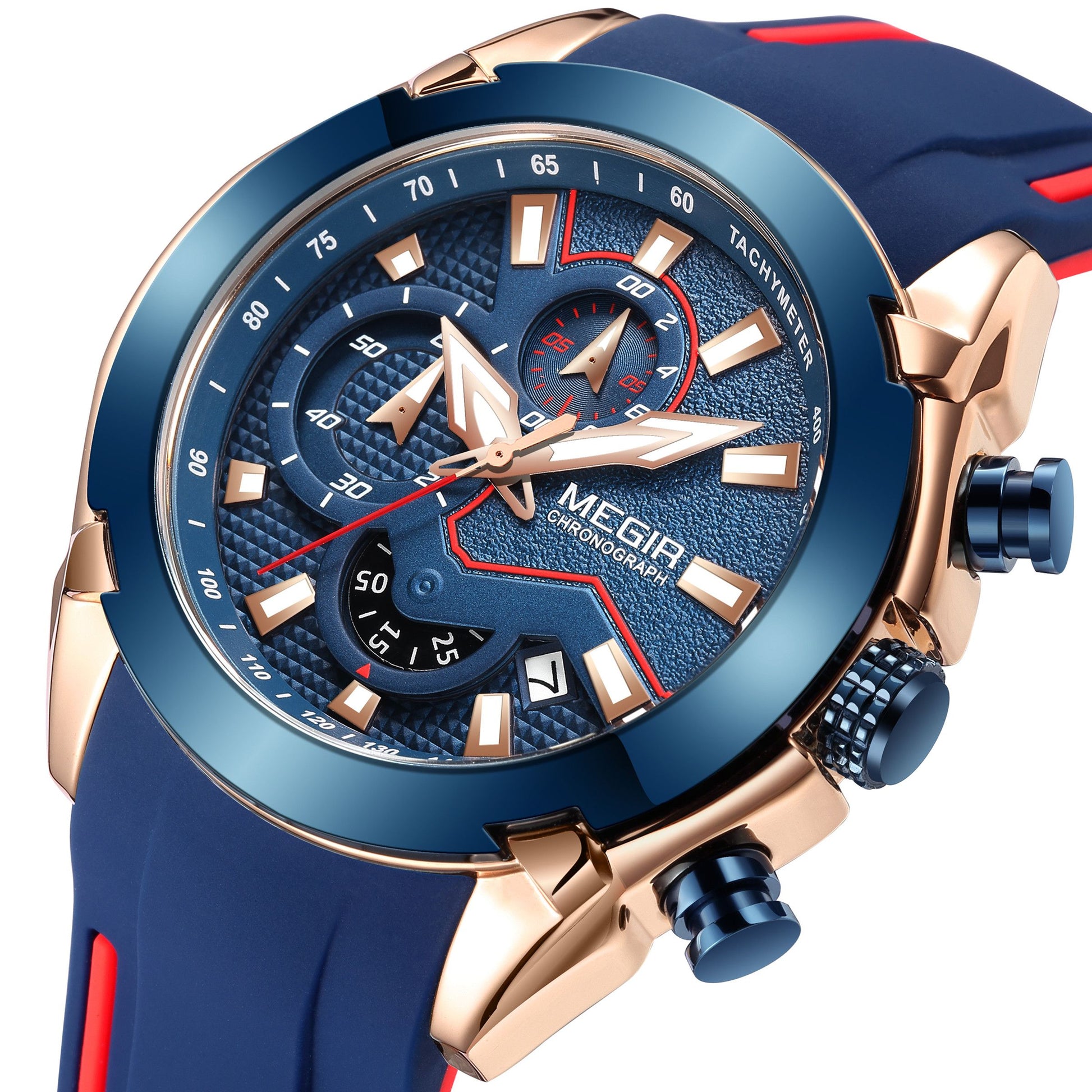 MEGIR Fashion Men's Watches Silicone Military Sport Watch Waterproof Date Chronograph Clock Wristwatch Relogio Masculino 2065-6