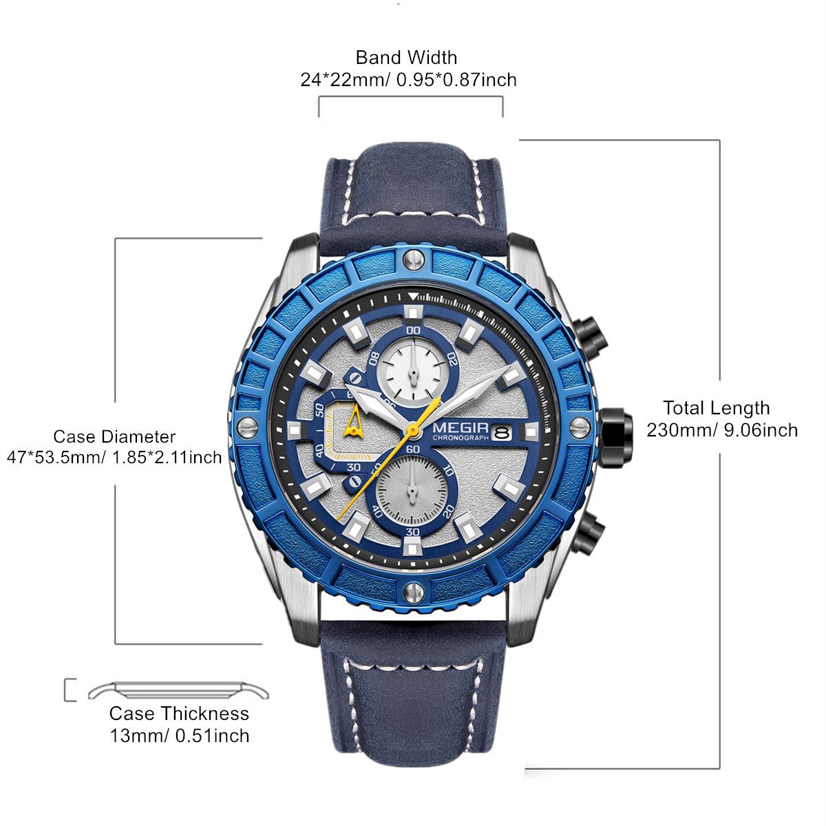 MEGIR Fashion Men's Sport Watches Waterproof Luminous Man Quartz Military Wristwatch Clock Gift for Men Relogio Masculino 2119-8