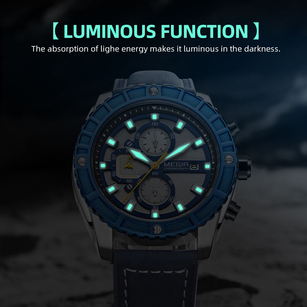 MEGIR Fashion Men's Sport Watches Waterproof Luminous Man Quartz Military Wristwatch Clock Gift for Men Relogio Masculino 2119-6