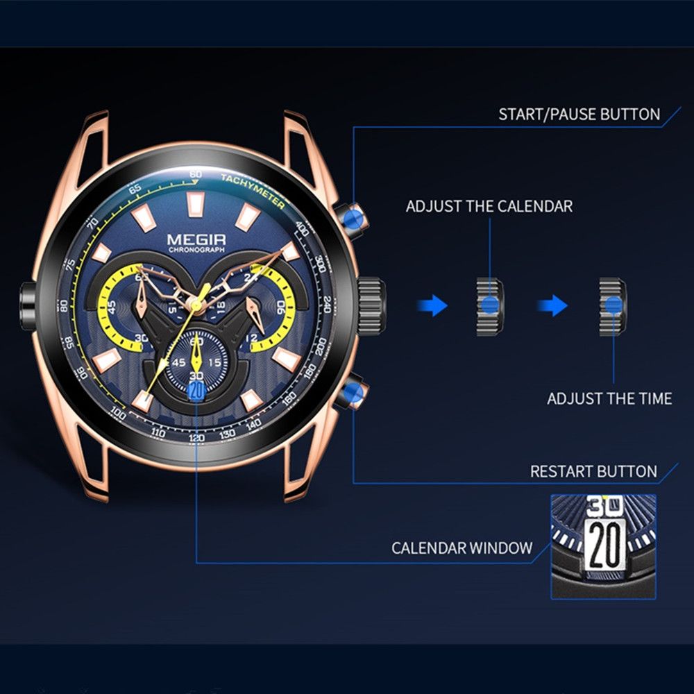 MEGIR Top Brand Luxury Men's Wrist Watch Man Luminous Waterproof Sport Men Quartz Wristwatches Relogio Masculino Dropshipping 2135-8