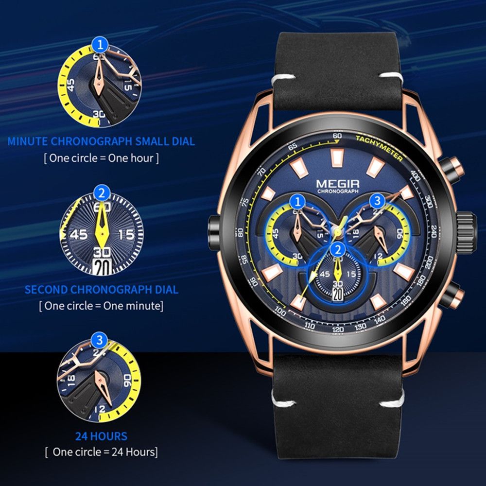MEGIR Top Brand Luxury Men's Wrist Watch Man Luminous Waterproof Sport Men Quartz Wristwatches Relogio Masculino Dropshipping 2135-7