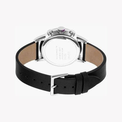 Esprit Men's Black Leather Watch, Silver Dial | Es1g034m0045-2