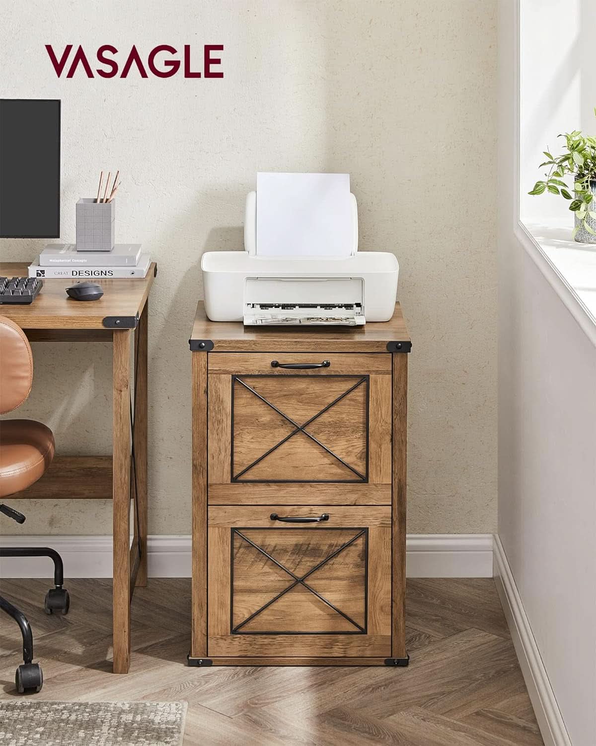 File Cabinet With 2 File Drawers Fits A4 Letter Size Home Office-1