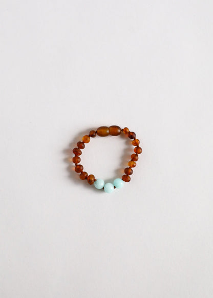 Raw Cognac Baltic Amber + Amazonite || Anklet or Bracelet-1