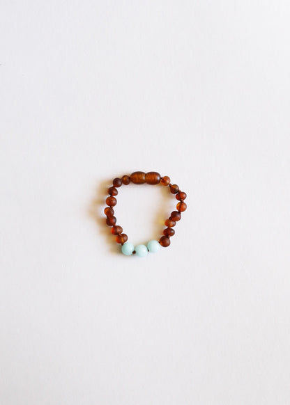 Raw Cognac Baltic Amber + Amazonite || Anklet or Bracelet-2