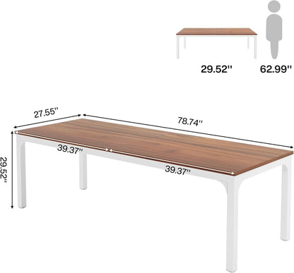 78.7 Inch Extra Long Computer Desk For Two Walnut White-1