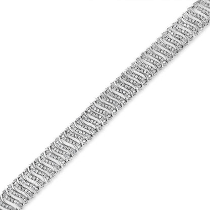 .925 Sterling Silver 5.00 Cttw Round-Cut Diamond "S" Link Bracelet (I-J Color, I3 Clarity) - Size 7.25-3