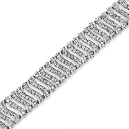 .925 Sterling Silver 5.00 Cttw Round-Cut Diamond "S" Link Bracelet (I-J Color, I3 Clarity) - Size 7.25-4