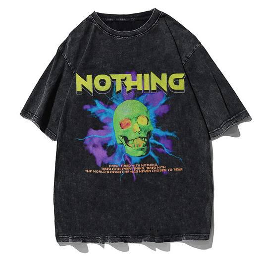 Vintage Horror Skull T-Shirt Men Oversized Hip Hop Rock Streetwear Graphic Tee-0
