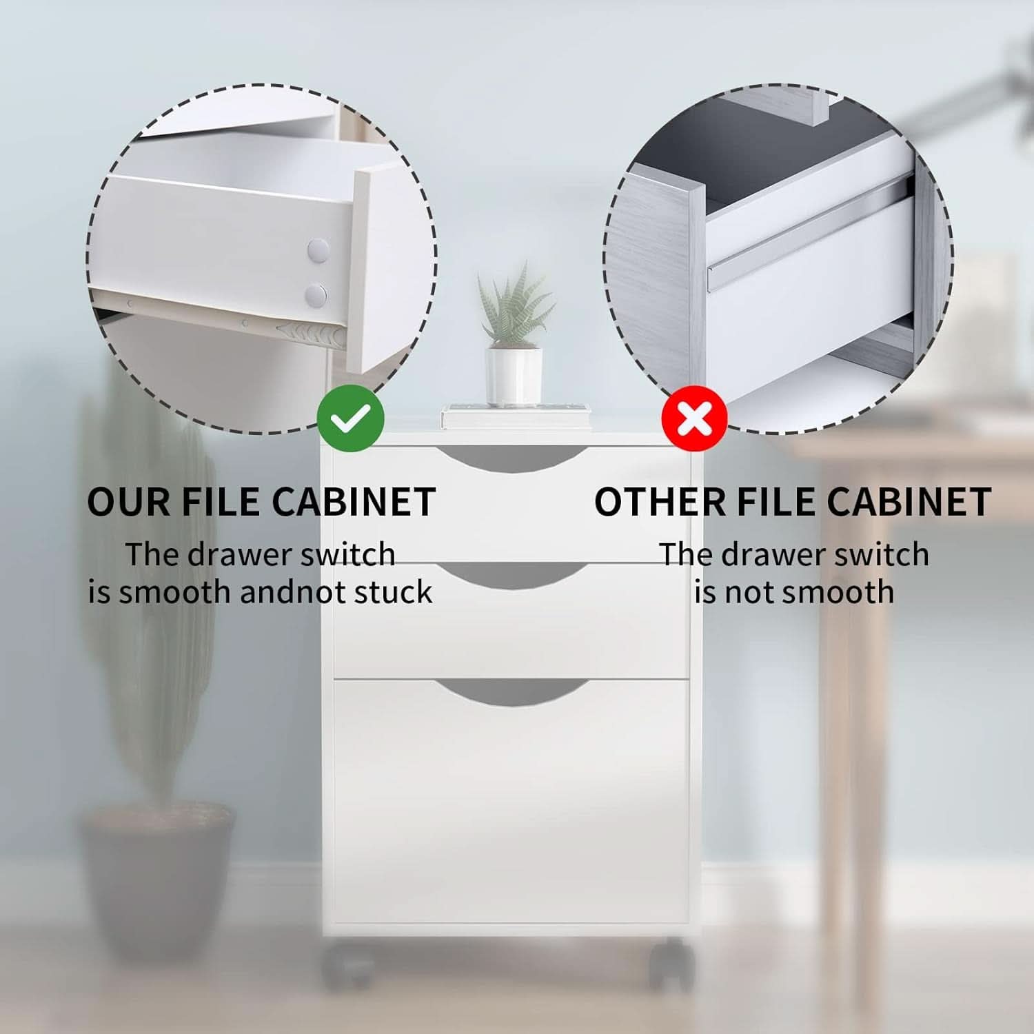 White Mobile File Cabinet 3 Drawer Office Storage Organizer-1