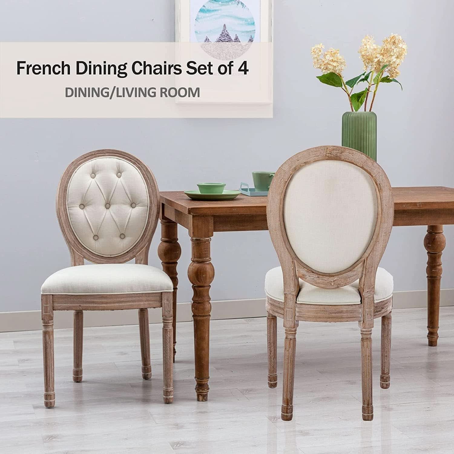 French Country Dining Chairs Oak Finish Button Back-2