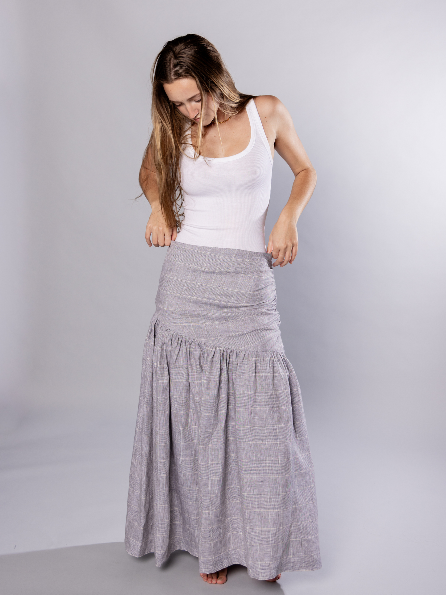 Gathered Maxi skirt Organic Linen – Hilda | No More Nobody