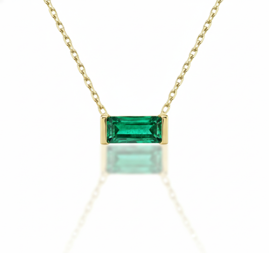 Linéa Baguette Emerald Necklace-0