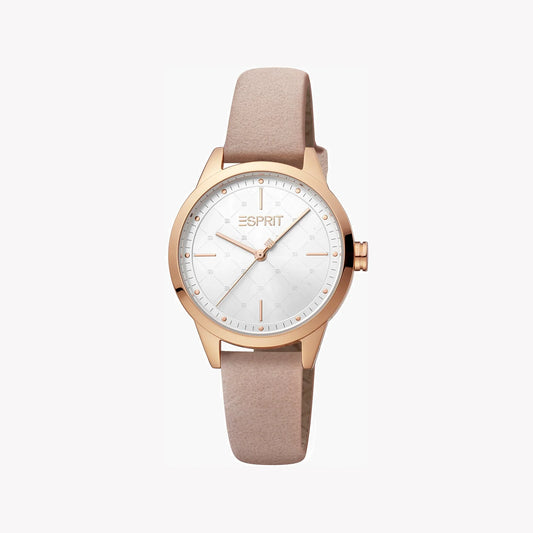 Esprit Women's Rose Faux Leather Watch, Silver Dial | Es1l123m0123-1