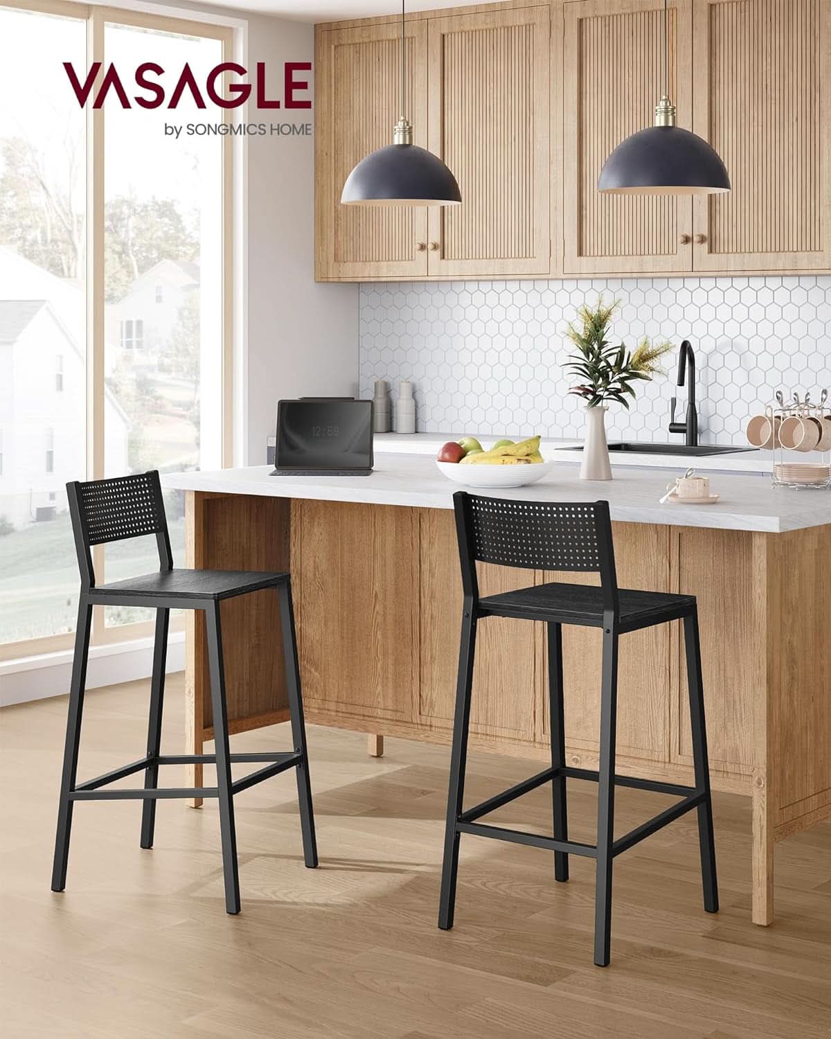 Industrial Charcoal Gray Bar Stools Set Of 2 for Kitchen-1