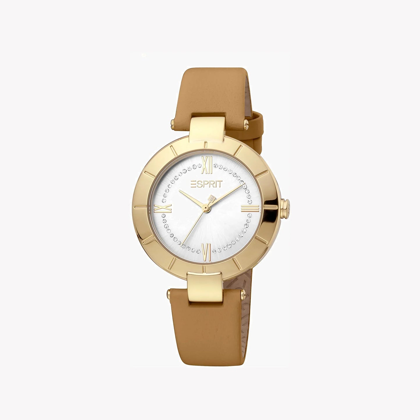 Esprit Women's Brown Leather Watch, Silver Dial | ES1L287L0025-0