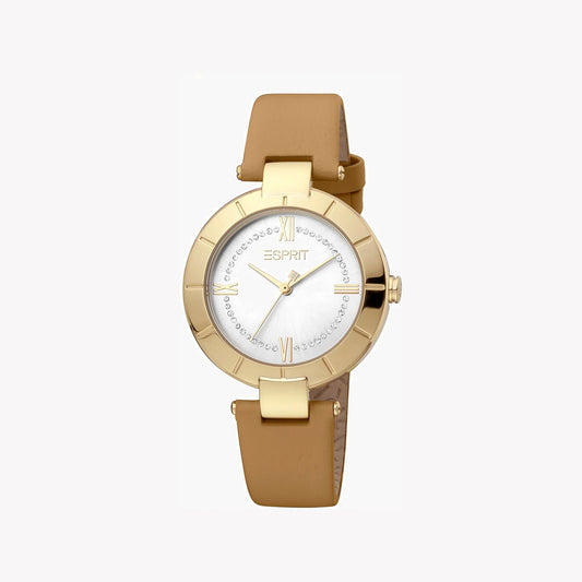 Esprit Women's Brown Leather Watch, Silver Dial | ES1L287L0025-0