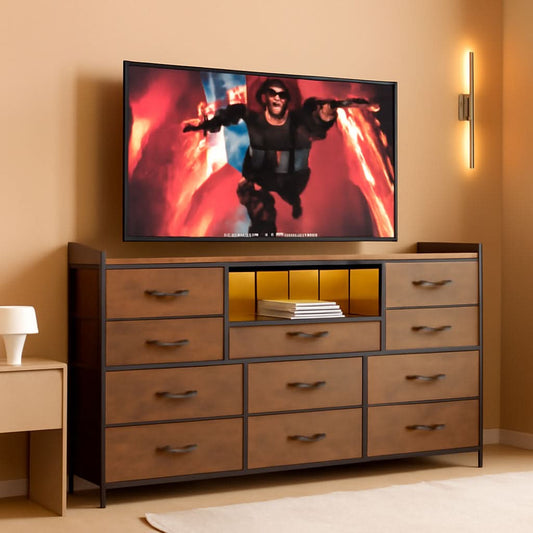 Dresser With 11 Drawers And LED Lights For Bedroom-0