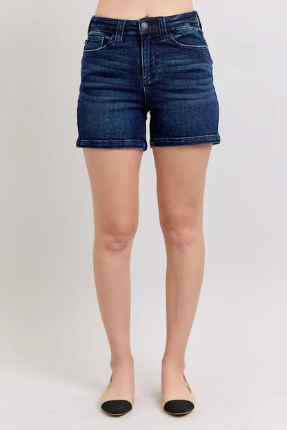 Judy Blue Full Size High Waist Back Flap Pocket Denim Shorts Plus Size-0