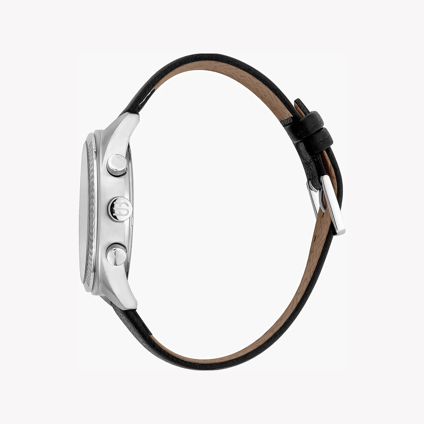 Esprit Men's Black Leather Watch, White Dial | ES1G309L0015-1