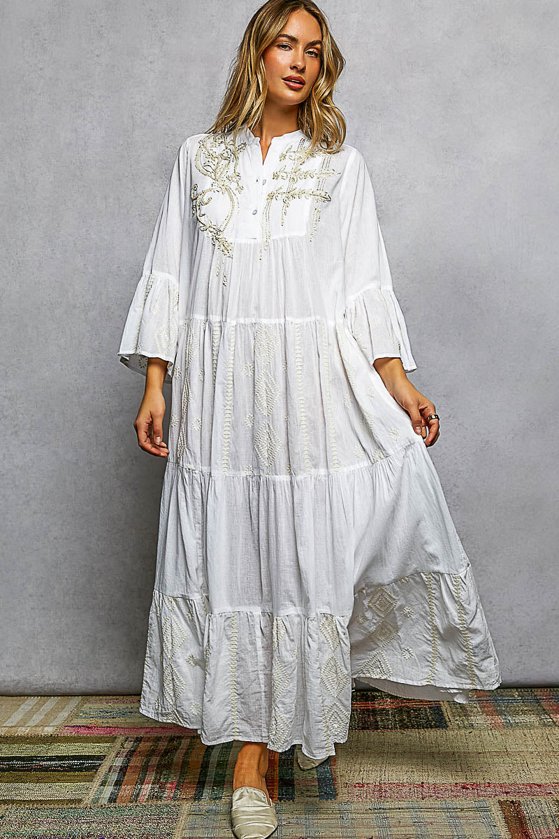 POL Embroidered Floral Tiered Maxi Dress-1