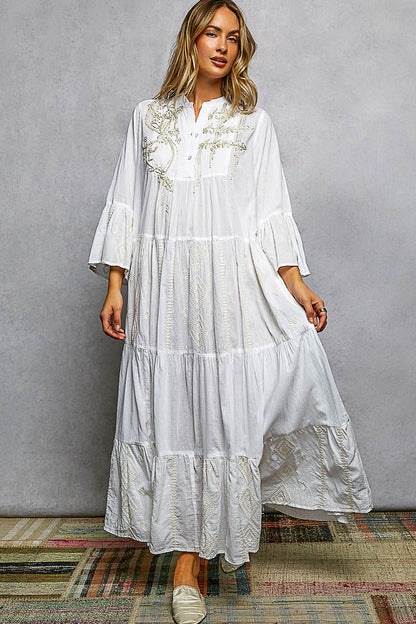 POL Embroidered Floral Tiered Maxi Dress-1