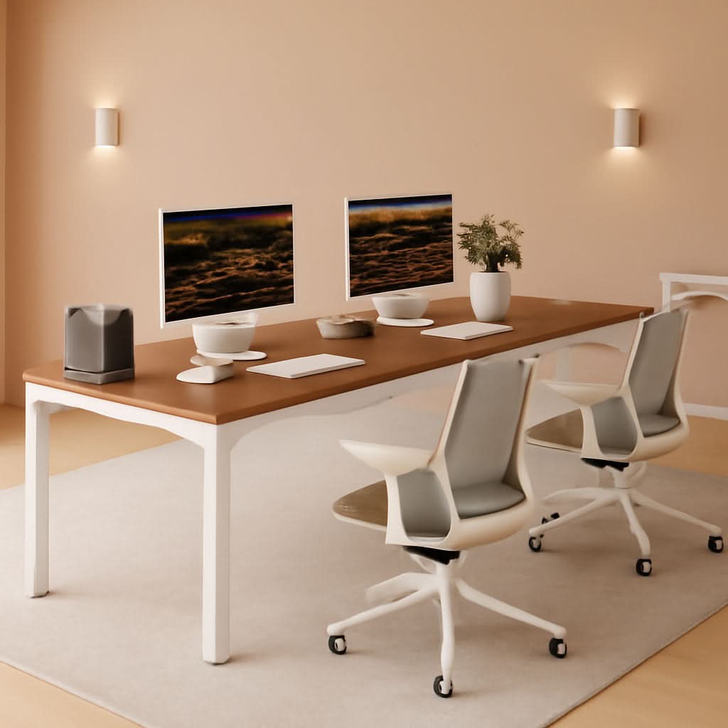 78.7 Inch Extra Long Computer Desk For Two Walnut White-0