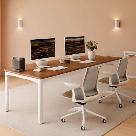 78.7 Inch Extra Long Computer Desk For Two Walnut White-0