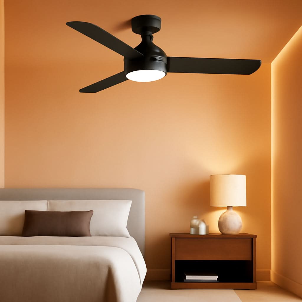 42 Inch Black Low Profile Ceiling Fan With Light And Remote-0