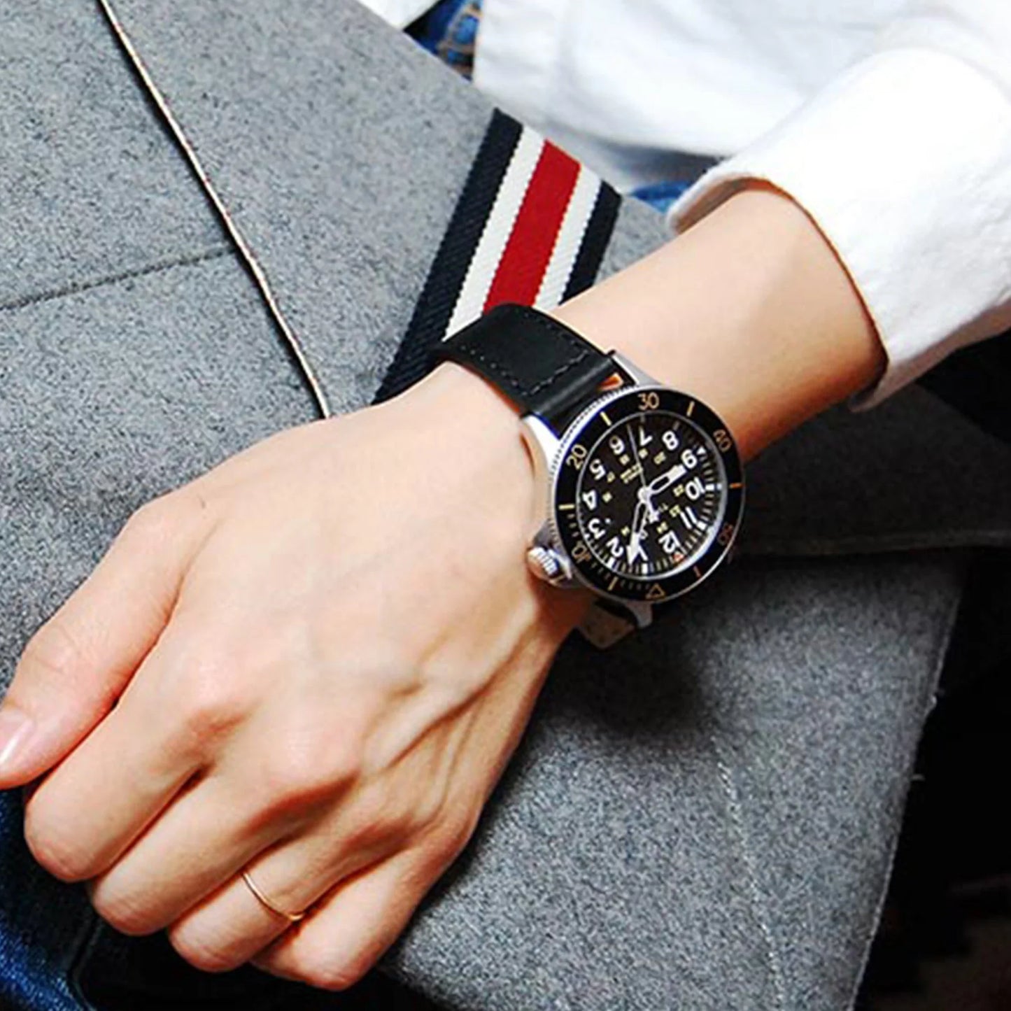 Timex Men's Black Leather Watch, Brass Case | Tw2r45800-4