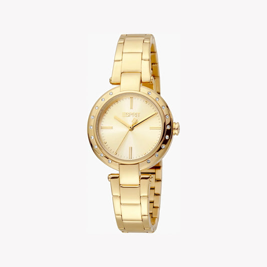 Esprit Women's Gold Stainless Steel Watch, Champagne Dial | Es1l046m0085-1