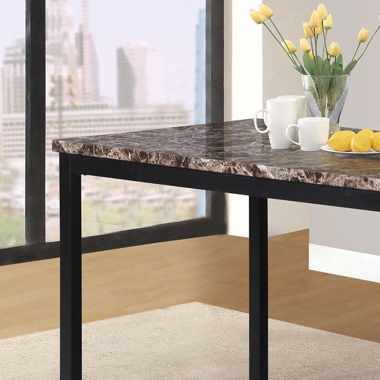 Black Metal Dining Table With Laminated Faux Marble Top-1