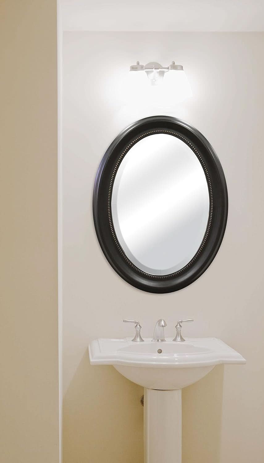 Bronze Oval Wall Mirror 22.5 By 29.5 Inches With Beaded Inner Edge Vertical Or Horizontal Mount-4
